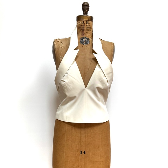 Cult Gaia Structured Twill Danil Top Off-White Top With Back Center Zipper Sz L - Picture 8 of 8